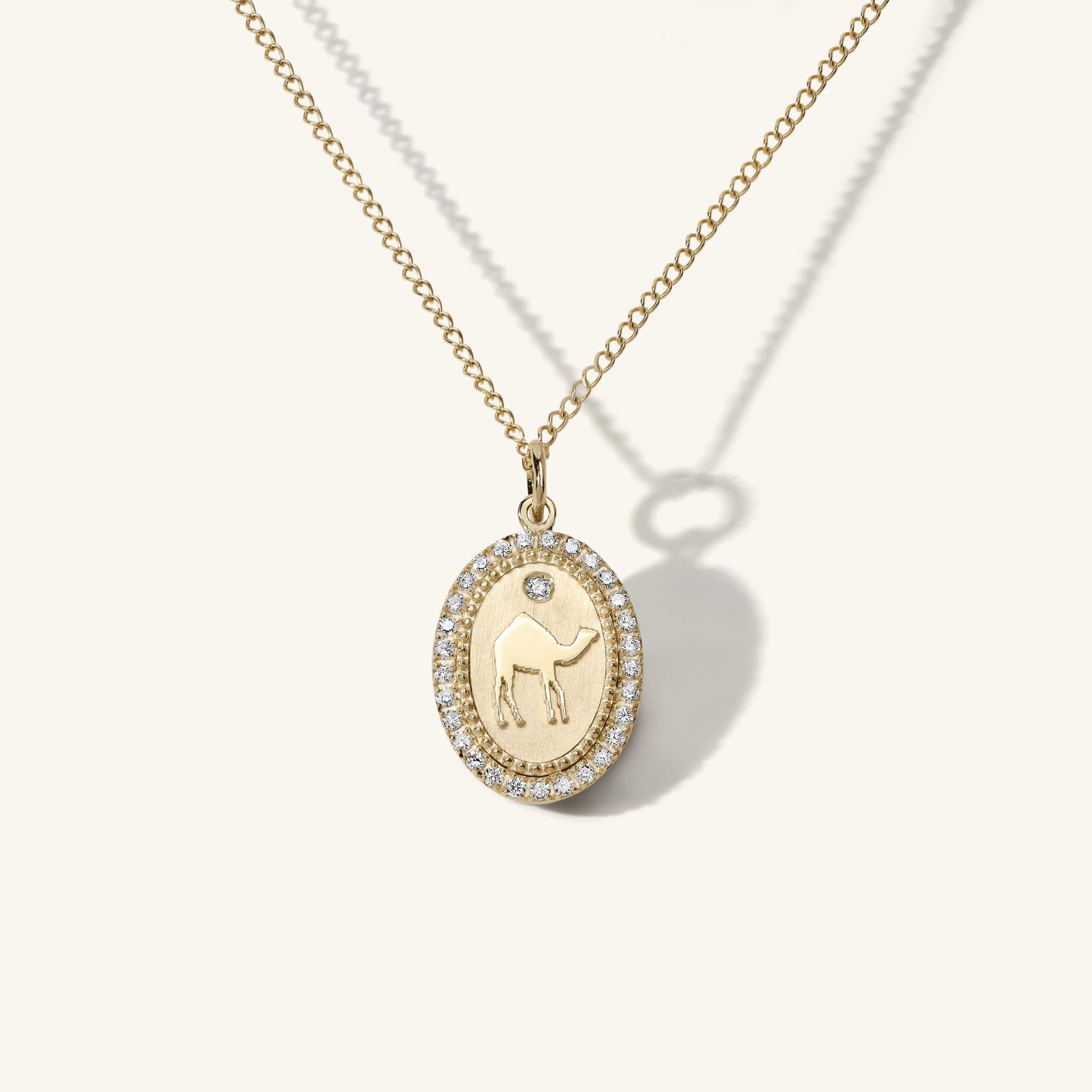 Diamond Halo Camel Token Necklace | Zahava