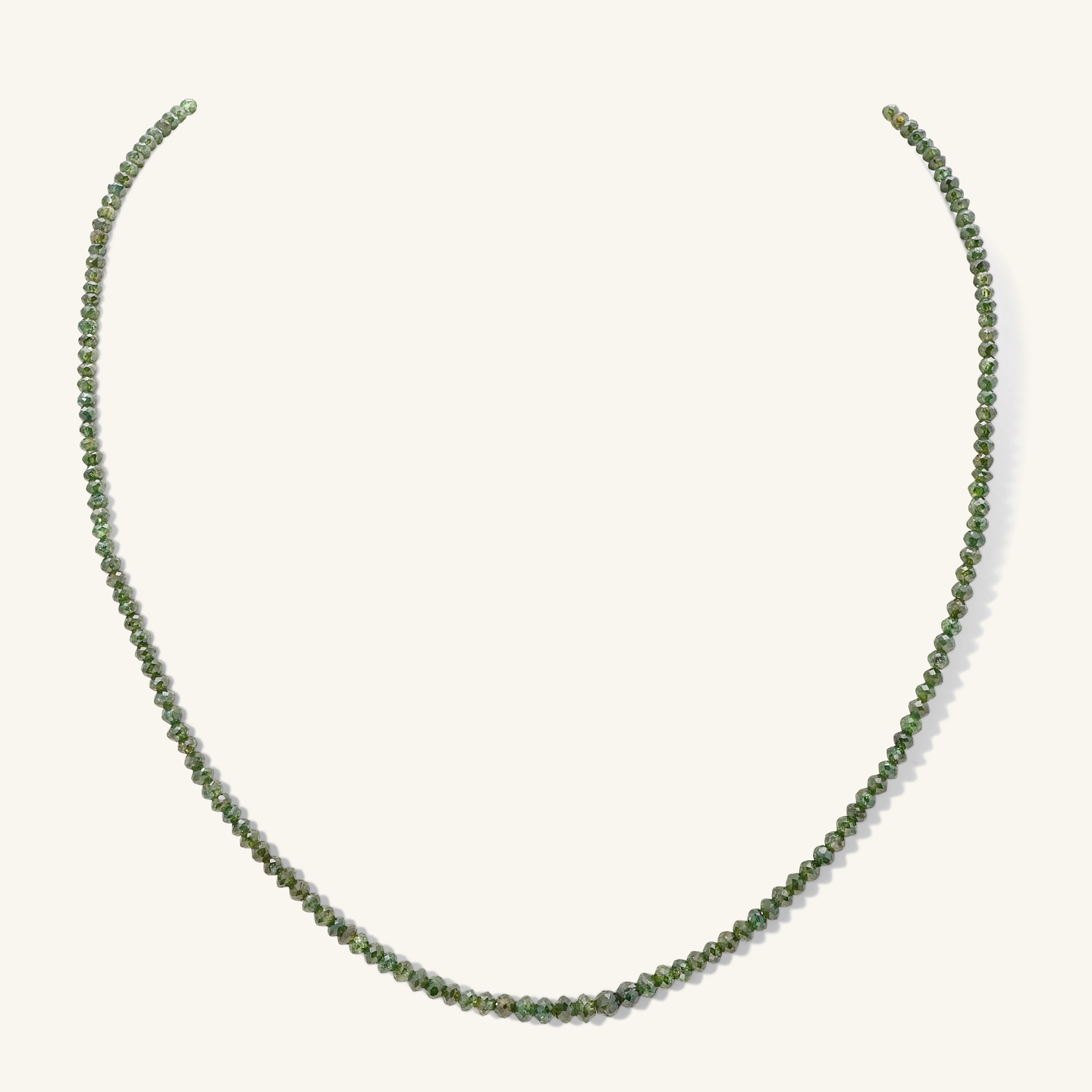 One of a Kind Juniper Leaf Green Diamond Beaded Necklace