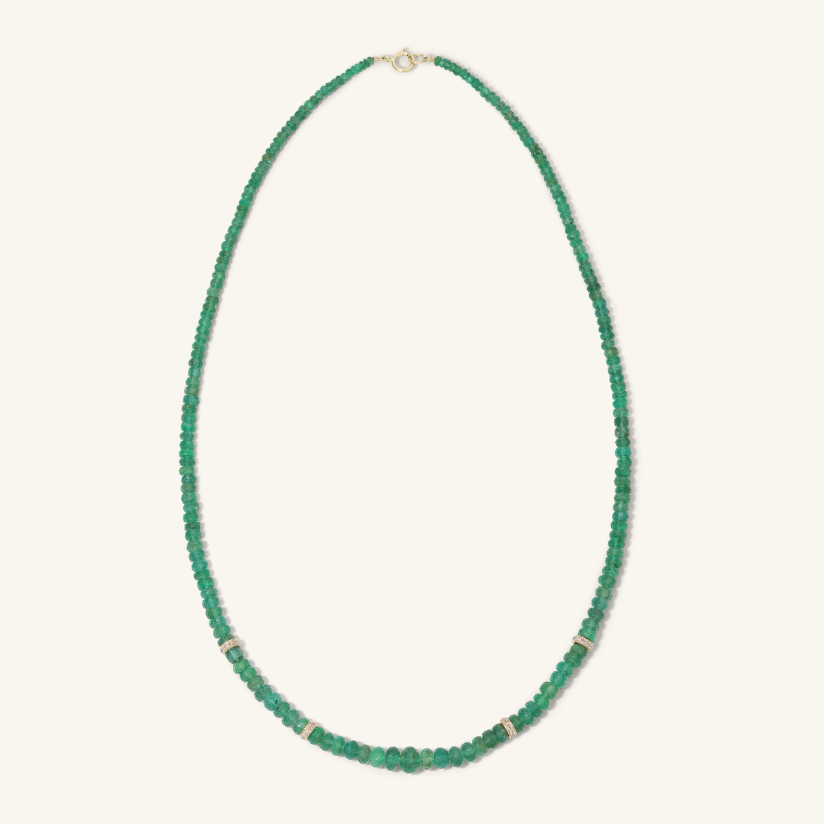 One-of-a-Kind Emerald Strand with Diamond Rondelles