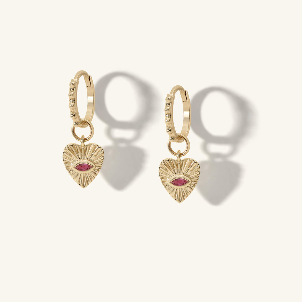 Click Hoops with Mini Sunbeam Heart Charms