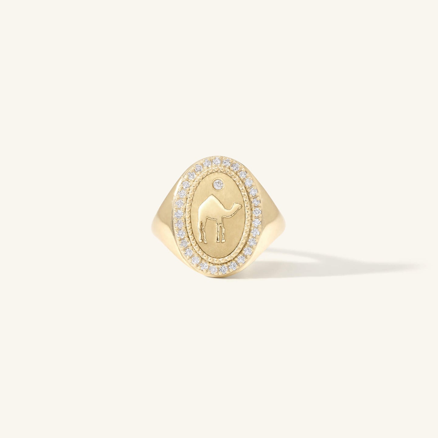 Pave Diamond Camel Signet Ring