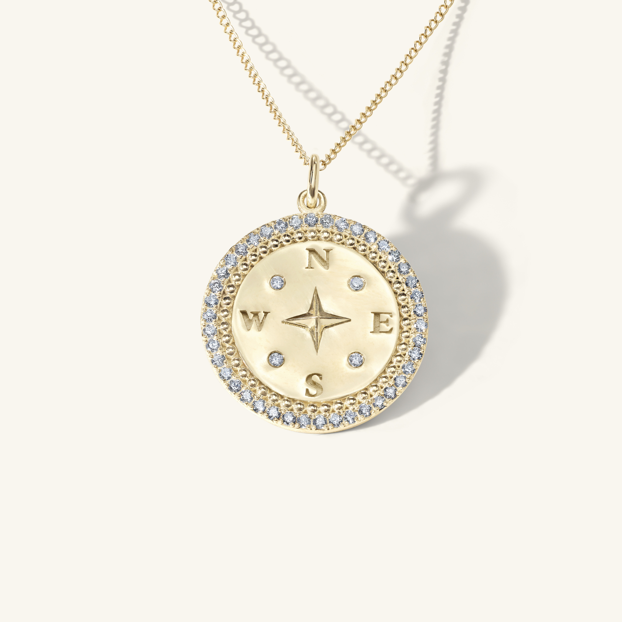 Pavé Diamond Compass Pendant