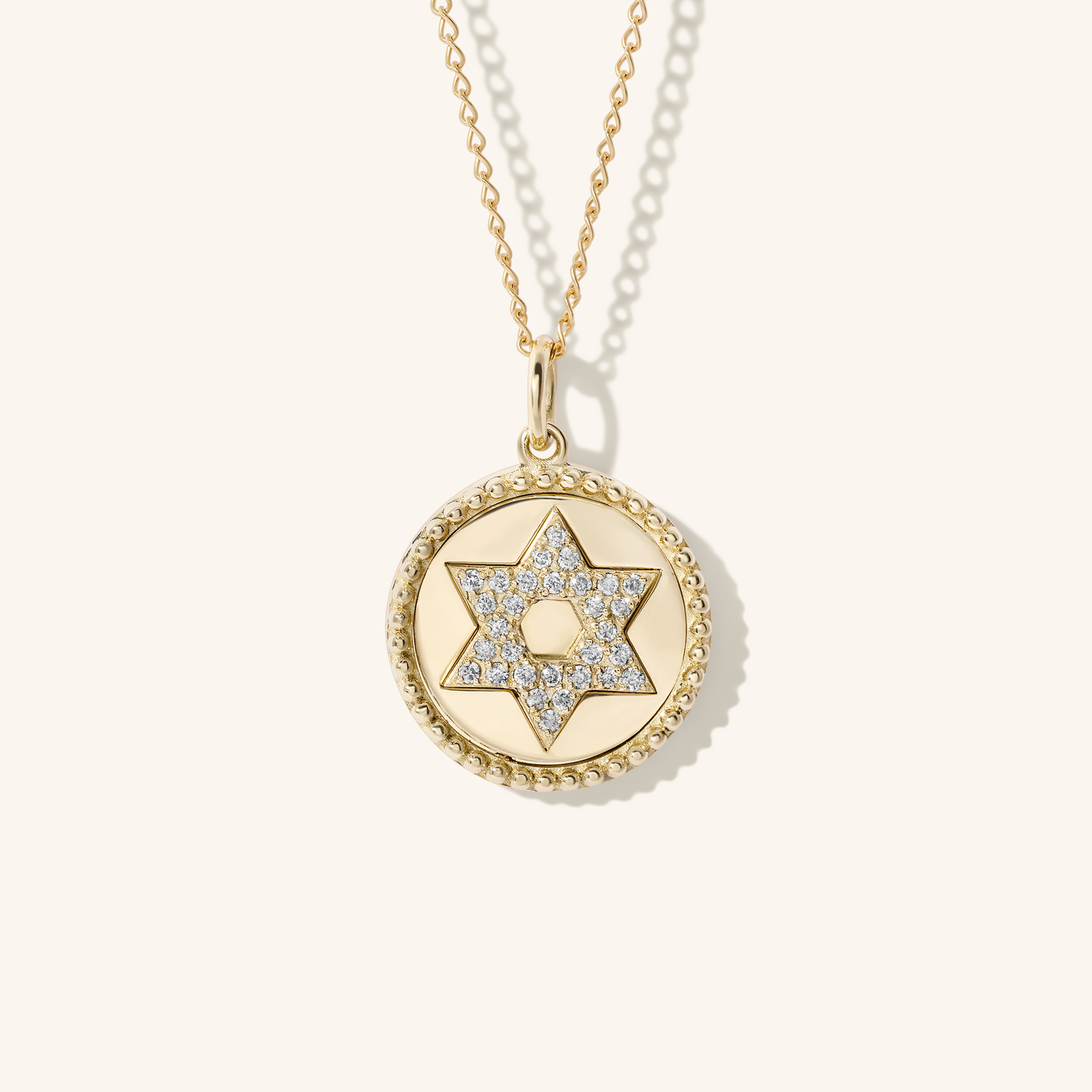 Pavé Diamond Star of David Amulet