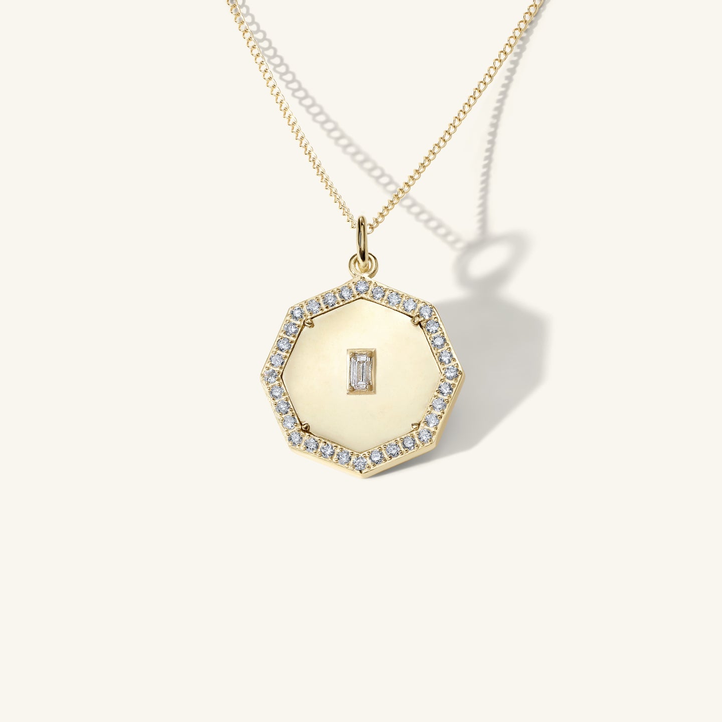 Pavé Mini Art Octagon Charm Necklace