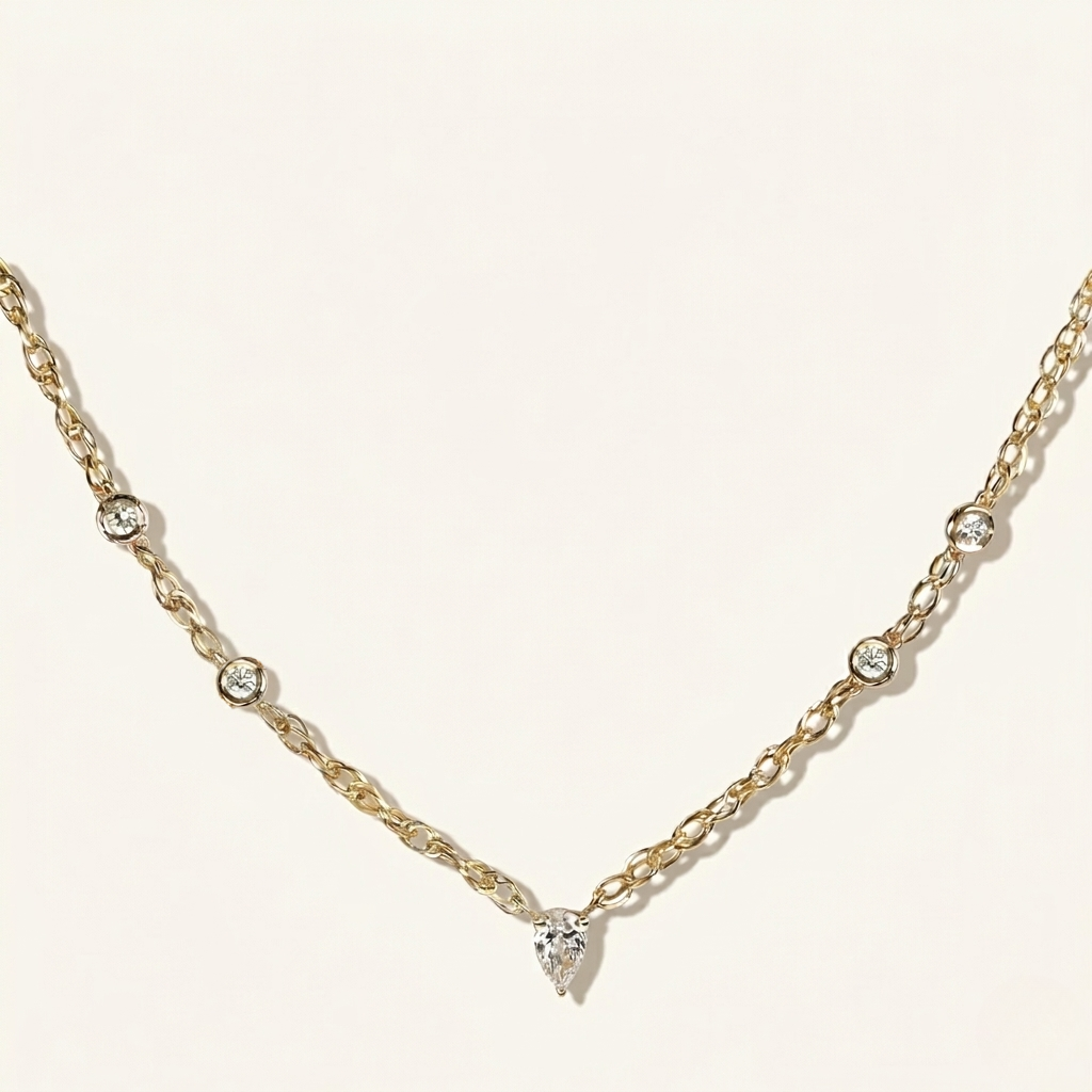 Pear Shaped Diamond Rope Chain Choker