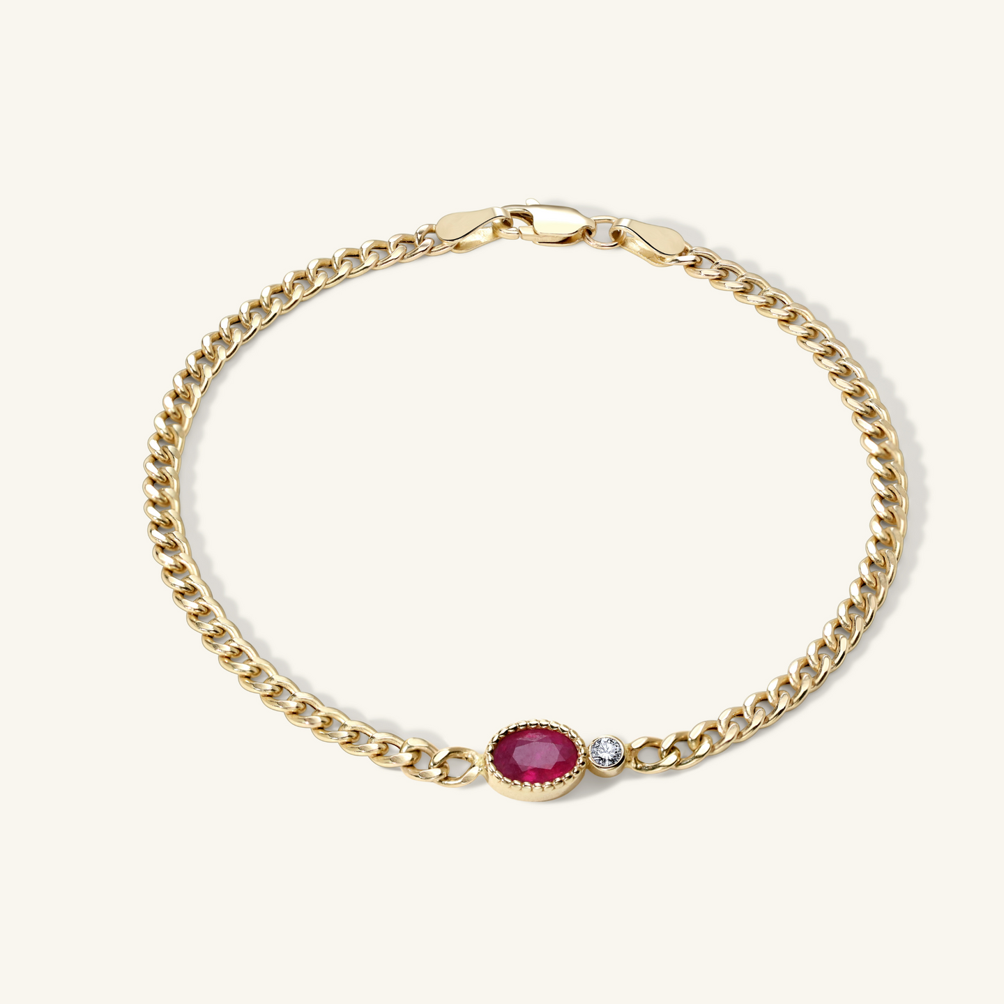 Ruby Milgrain Station Bracelet