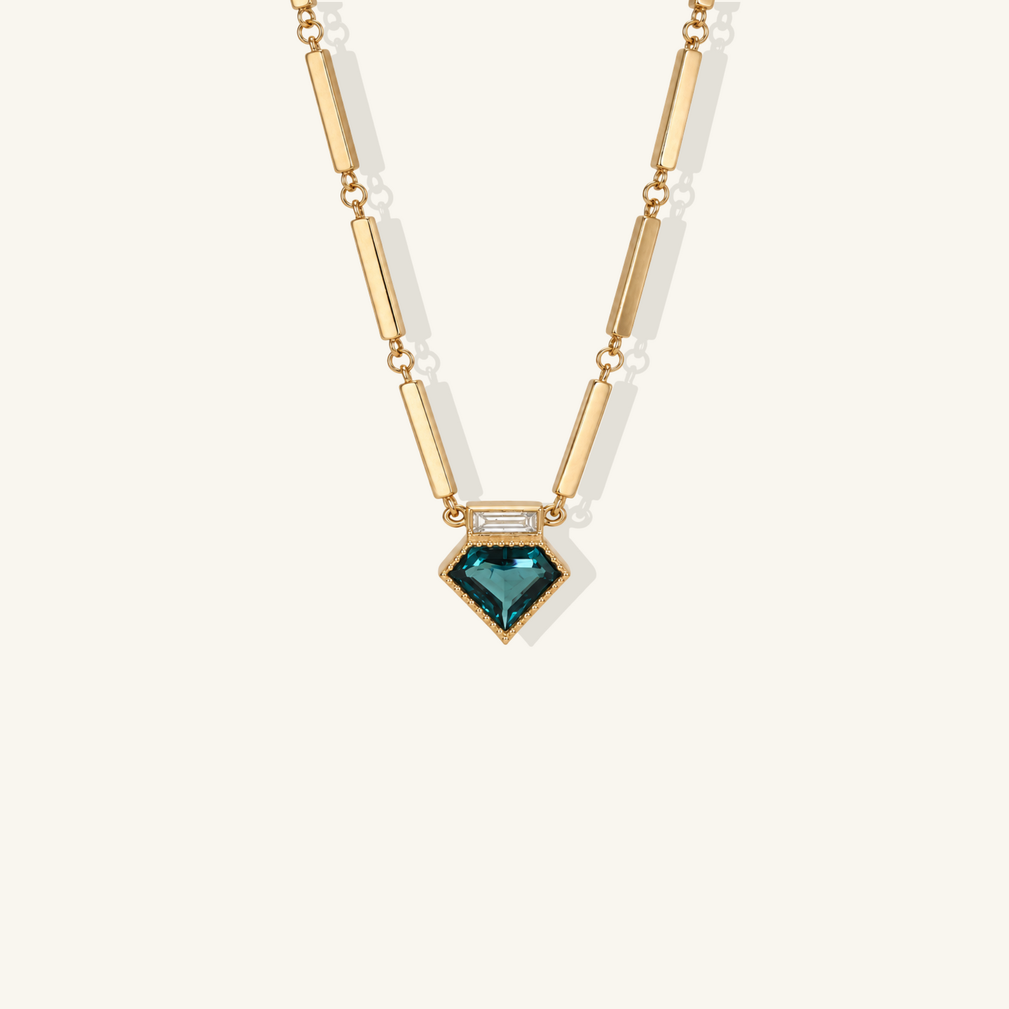 Sapphire Shield Diamond Baguette Station Zosia Choker