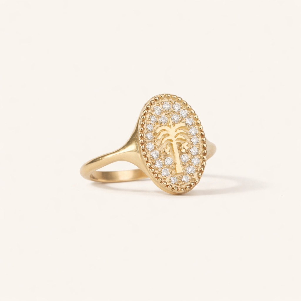 Scattered Diamond Date Palm Slim Signet