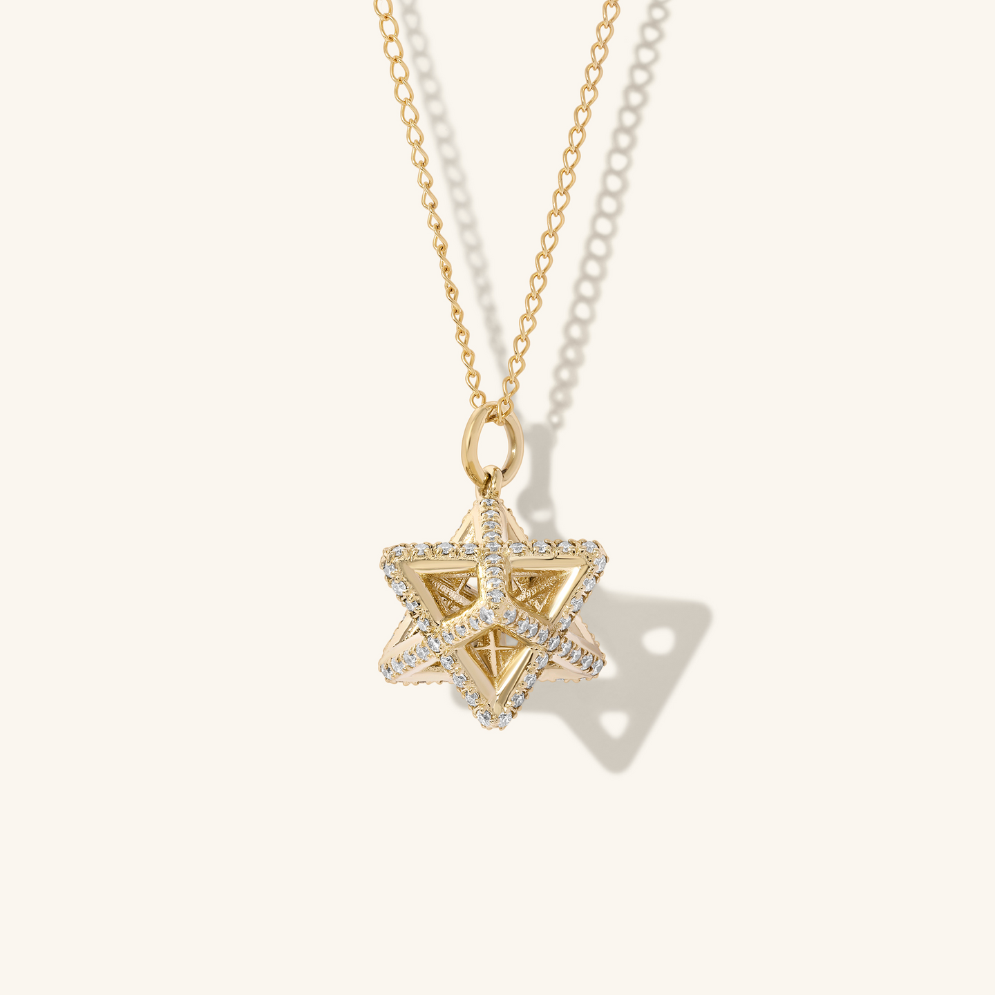 Sculptural Pavé Diamond Star of David Pendant