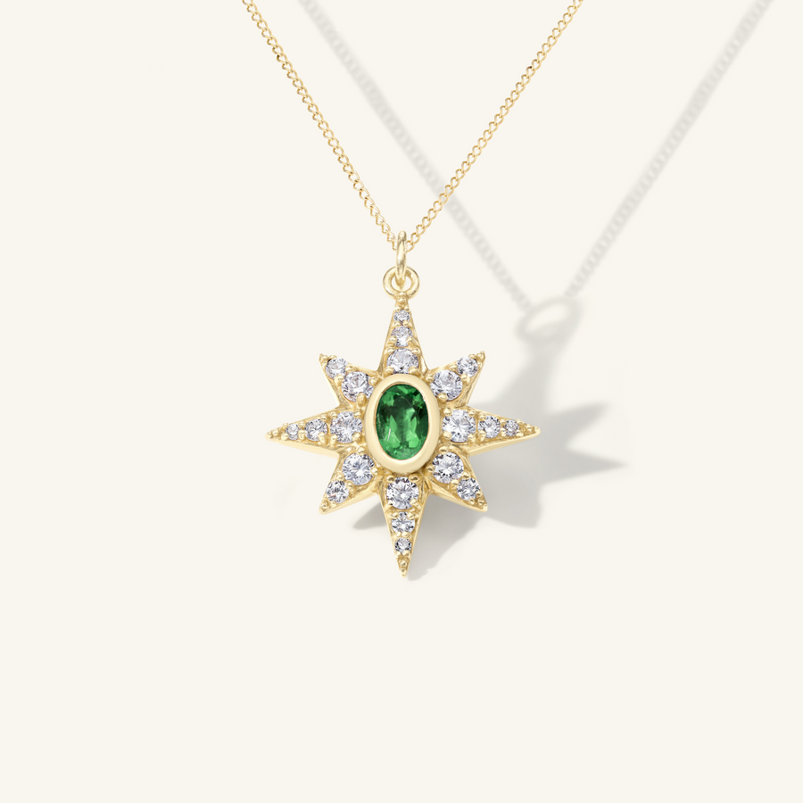 Small Pavé Emerald Starburst Pendant