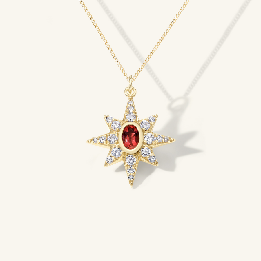 Small Pavé Ruby Starburst Pendant