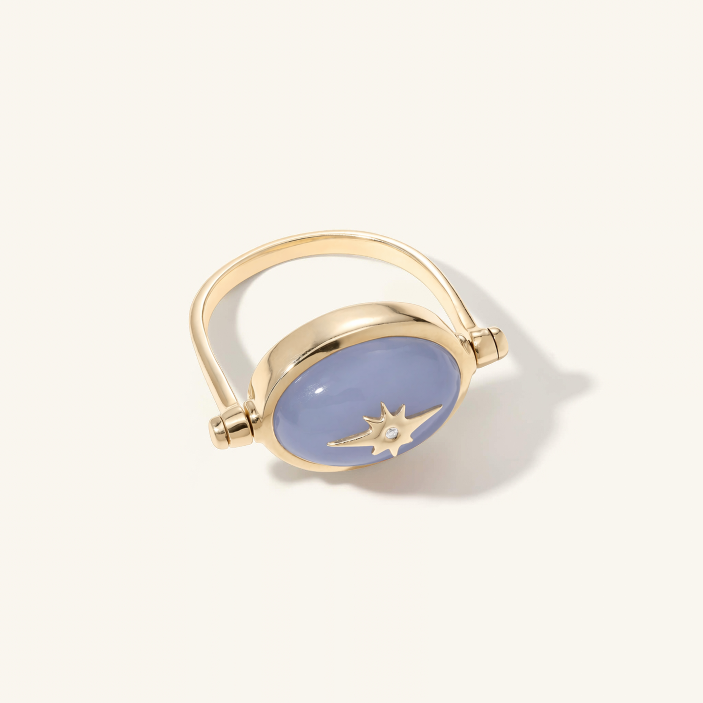 Blue Chalcedony Spinning Star Ring