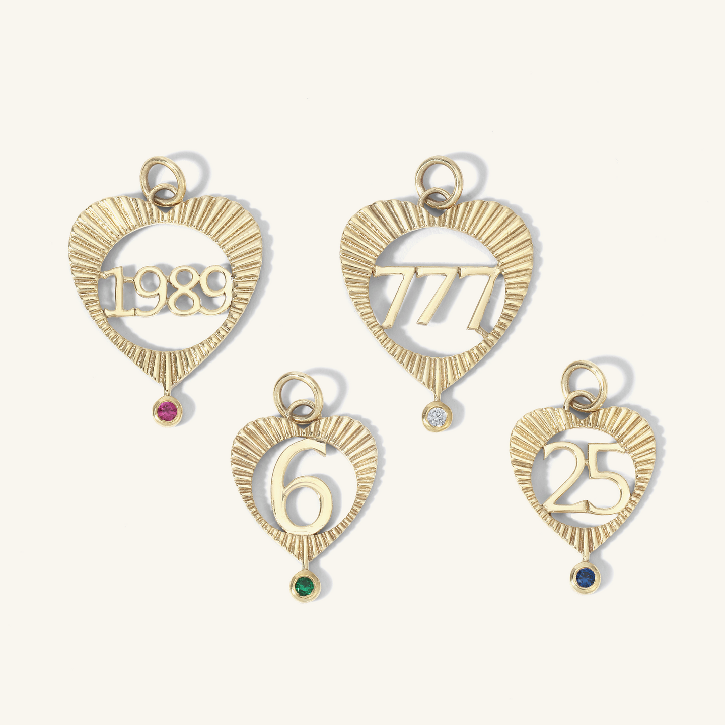 Large Sunbeam Number Heart Charm