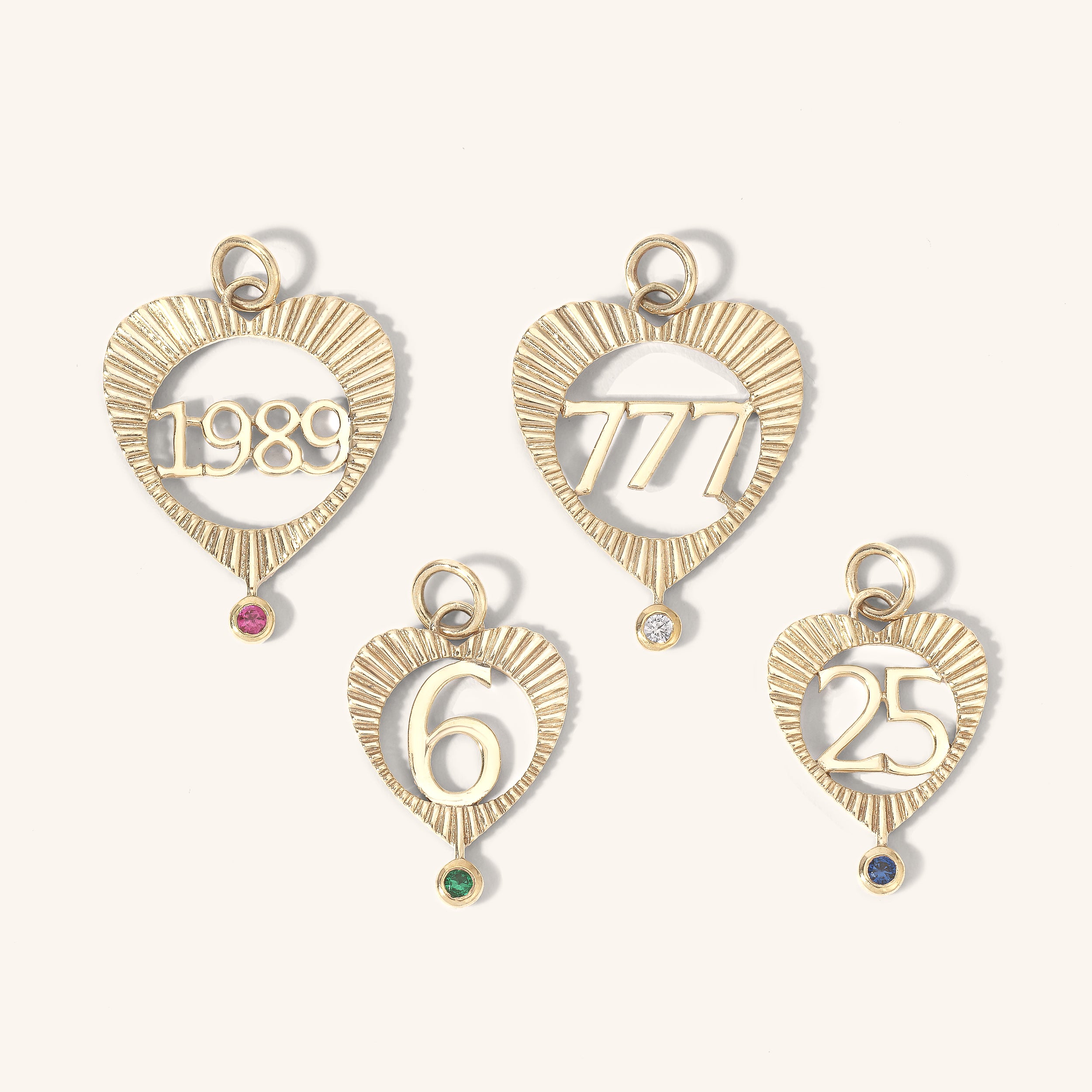 Medium Sunbeam Number Heart Charm