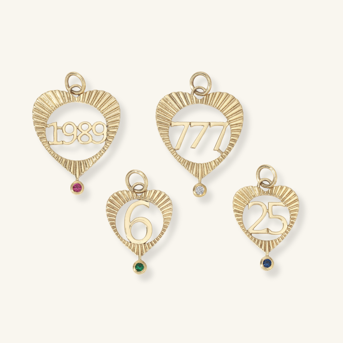 Medium Sunbeam Number Heart Charm
