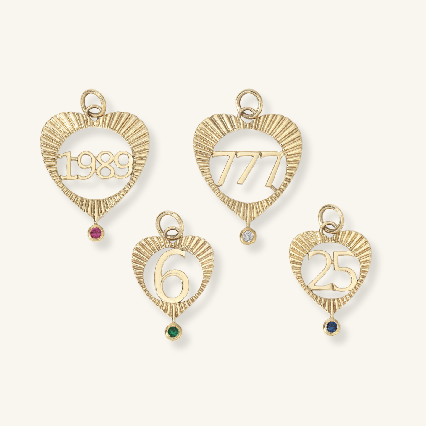 Medium Sunbeam Number Heart Charm