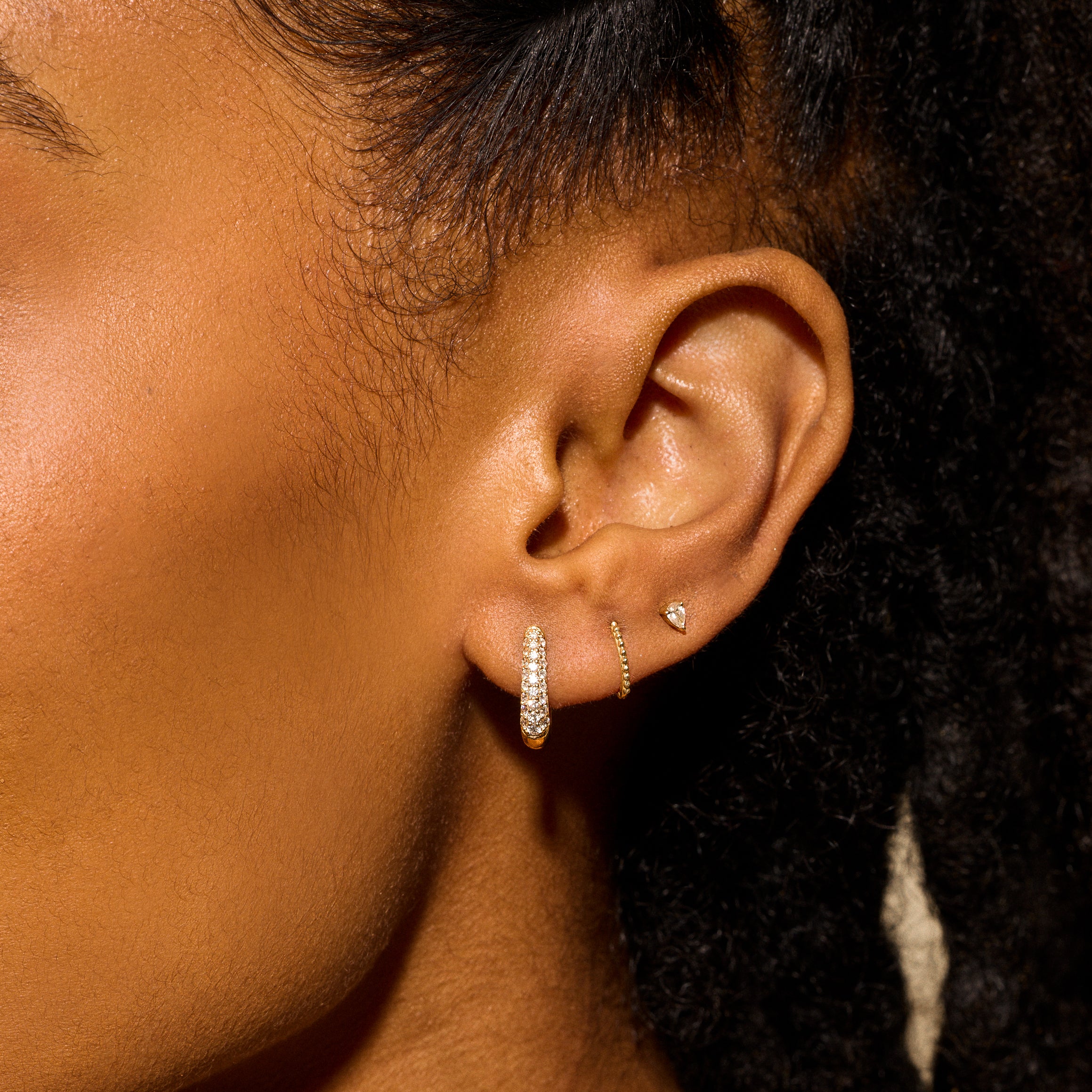 Theodora Triple Diamond Hoop Earrings | Zahava