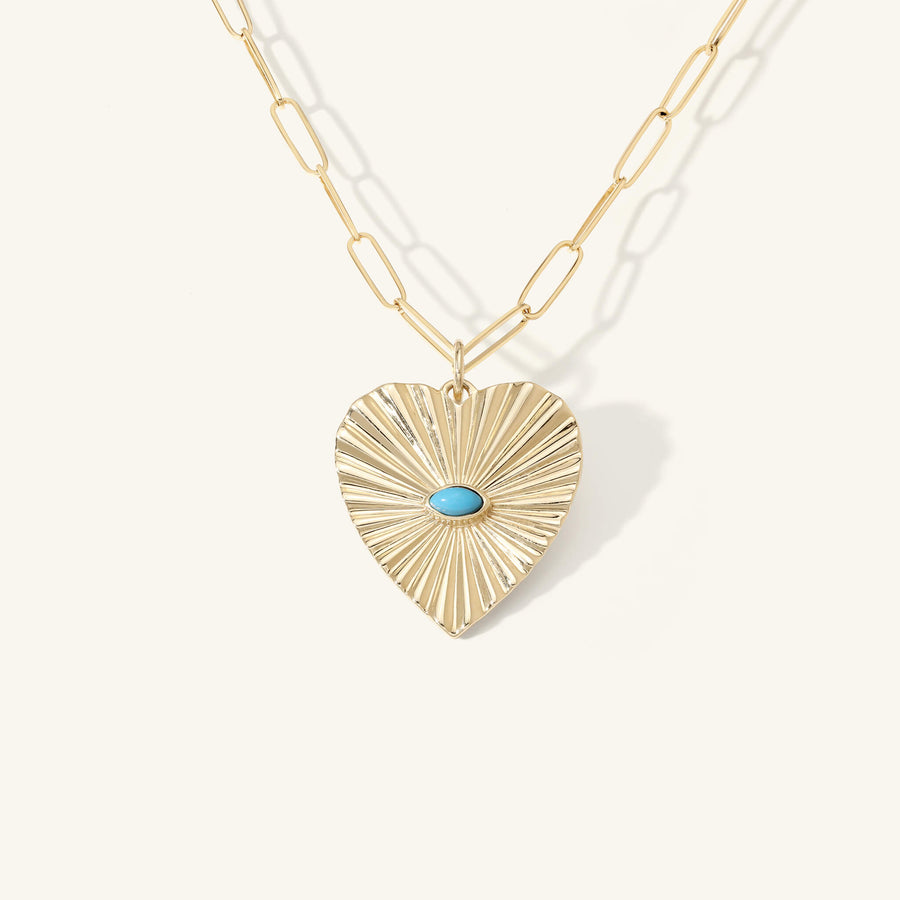 Turquoise Sunbeam Heart Charm
