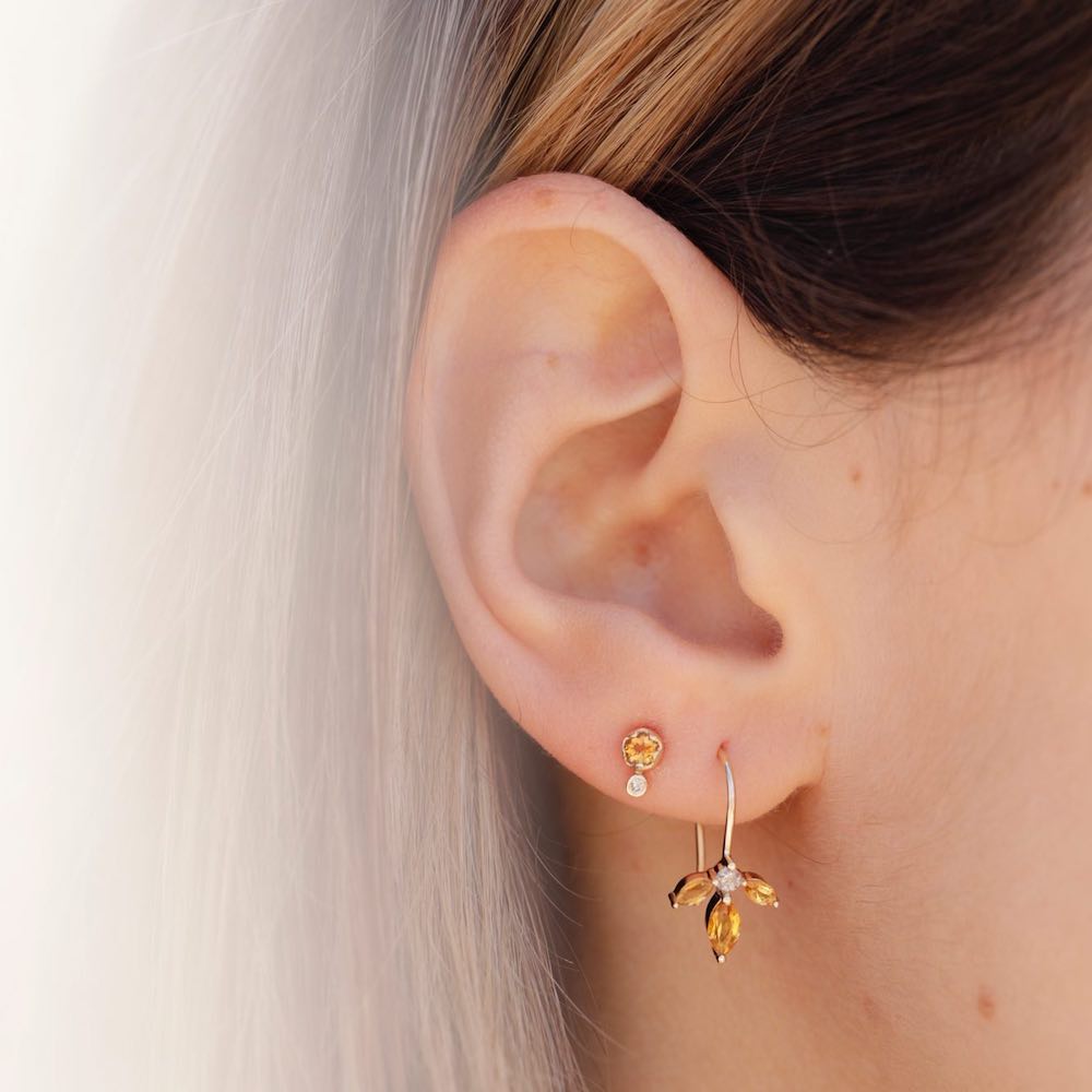 Moonstone Almond Blossom Wire Earrings - Zahava