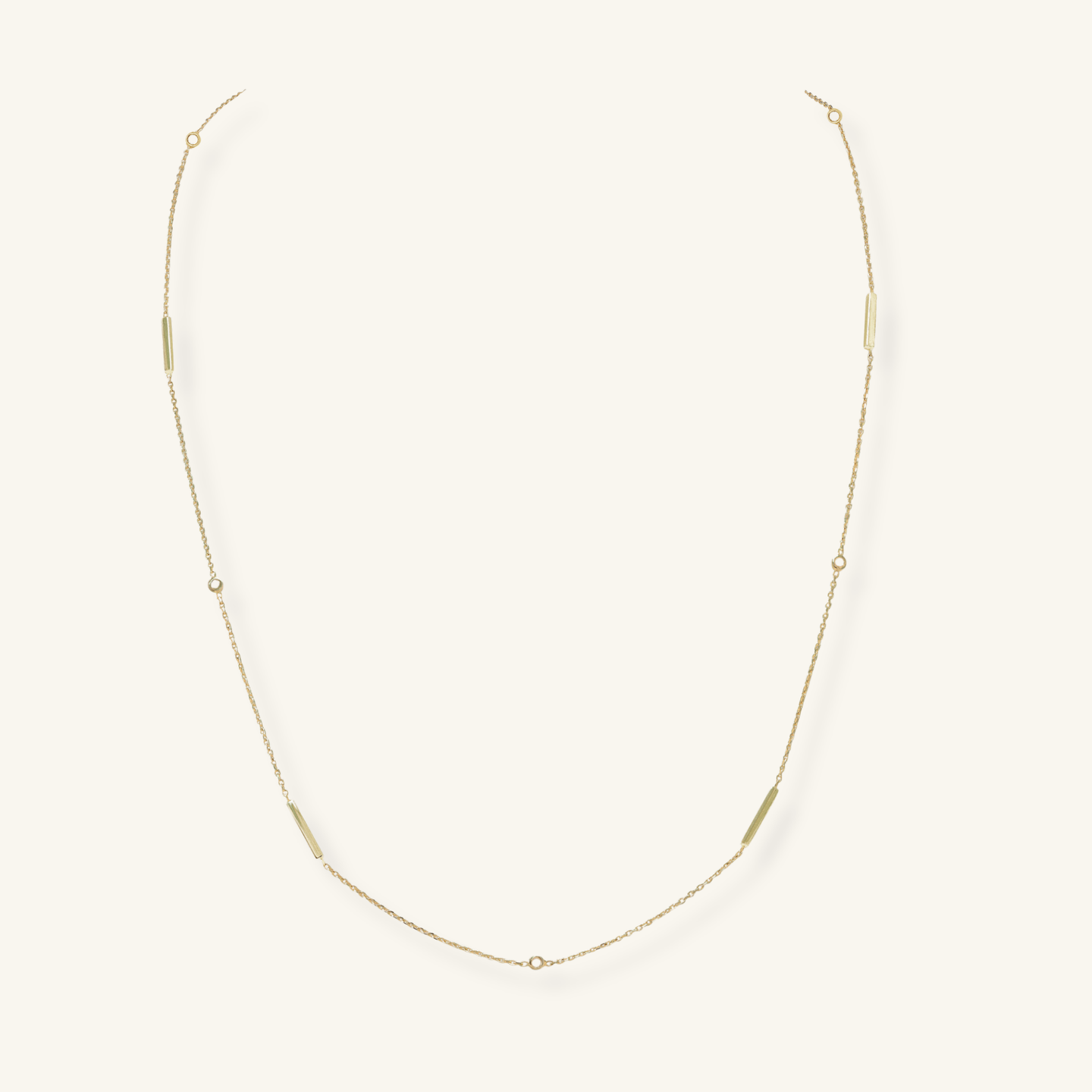 20" Gold Bar Diamond Bezel Station Chain