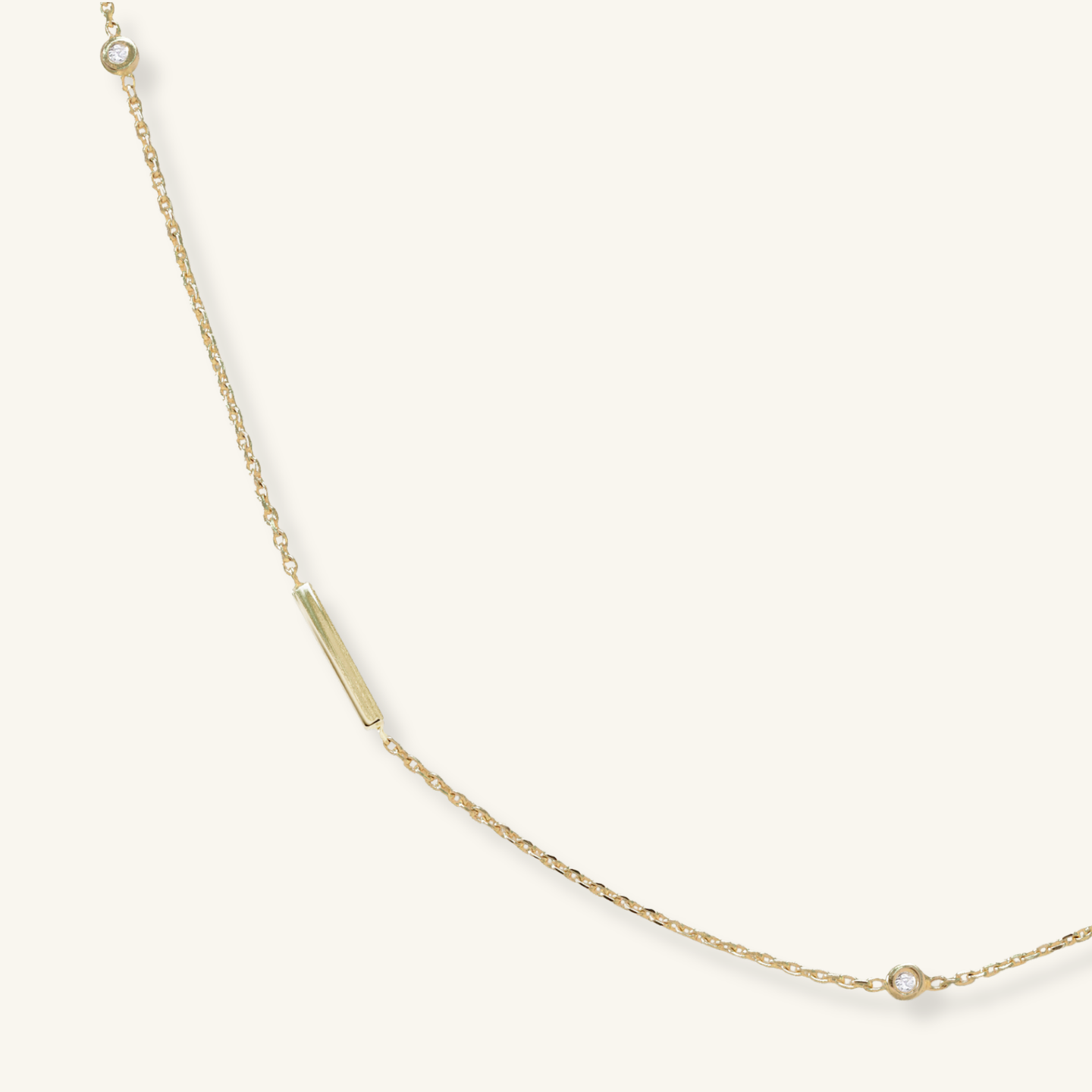 20" Gold Bar Diamond Bezel Station Chain