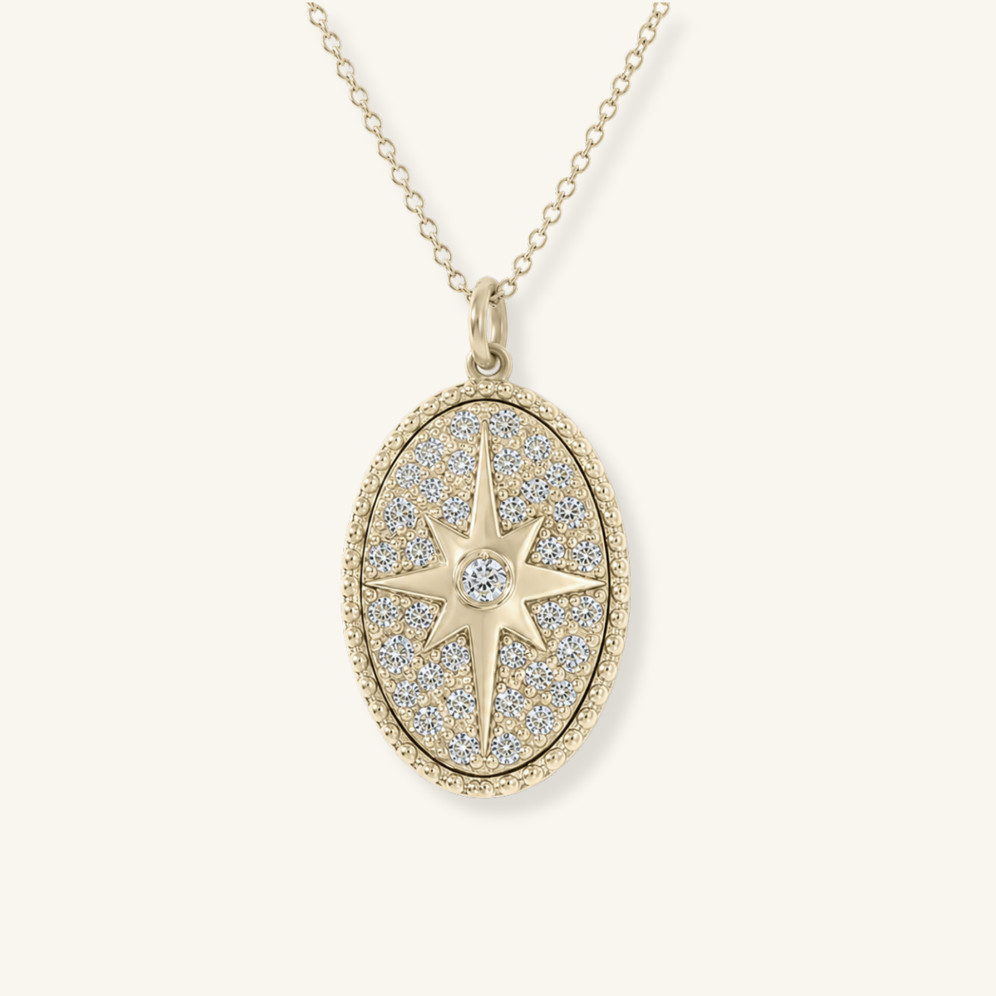 Medium Scattered Pavé Diamond Star Token Necklace