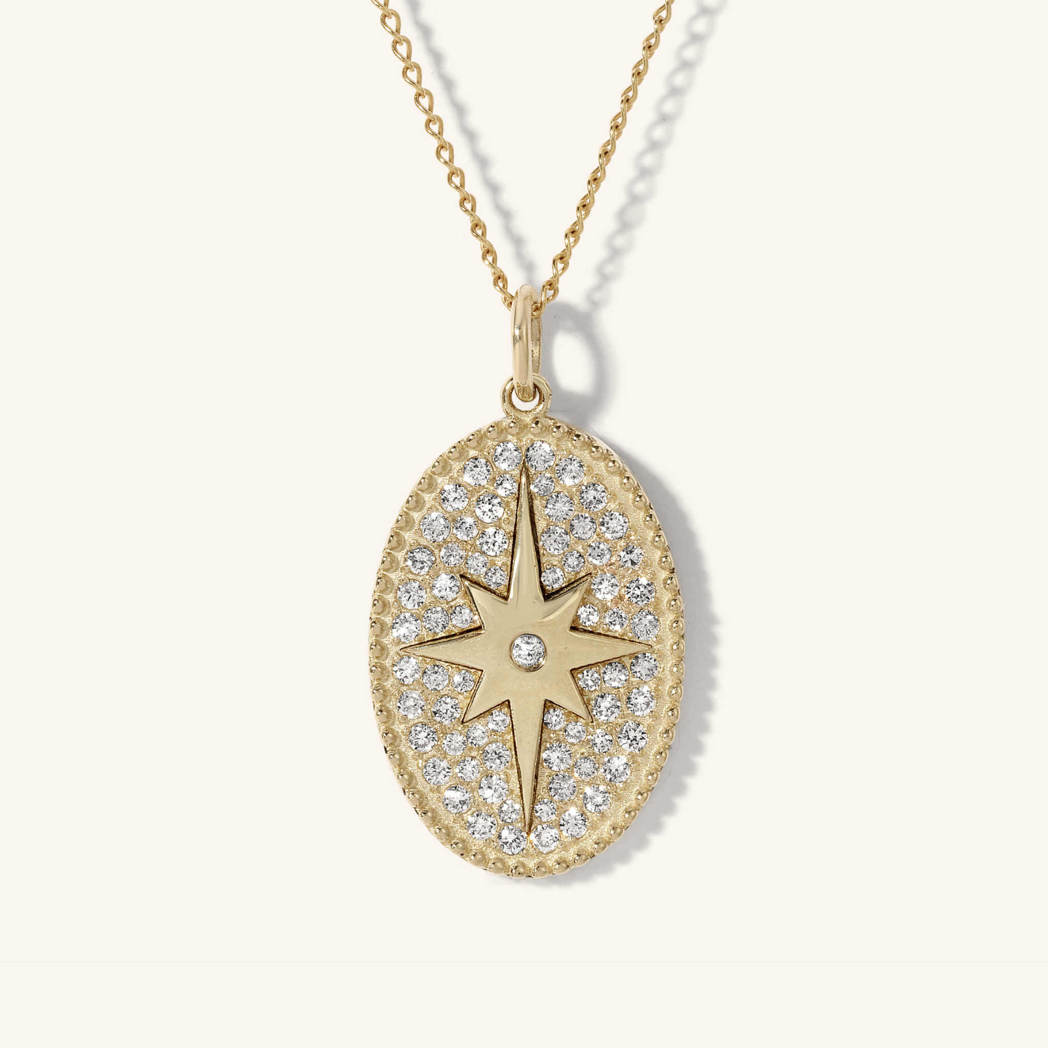 Medium Scattered Pavé Diamond Star Token Necklace
