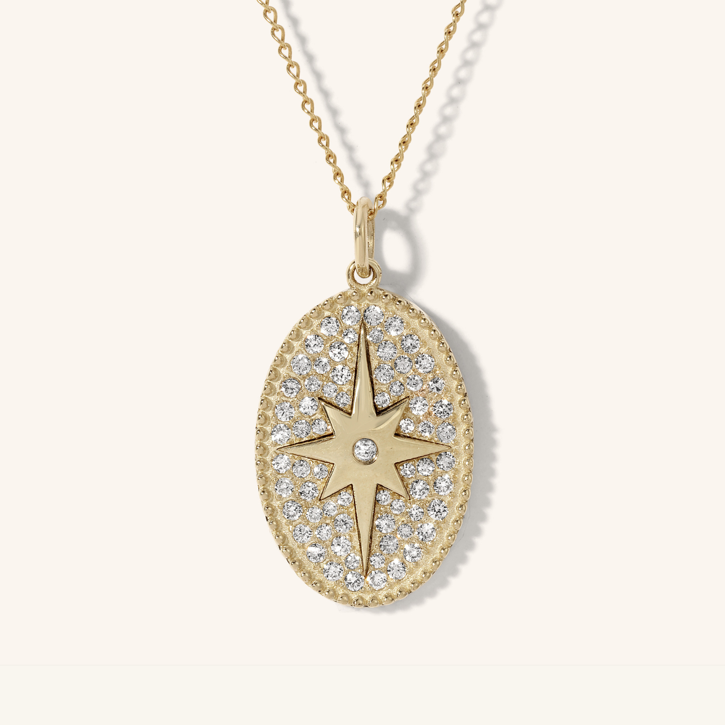 Medium Scattered Pavé Diamond Star Token Necklace