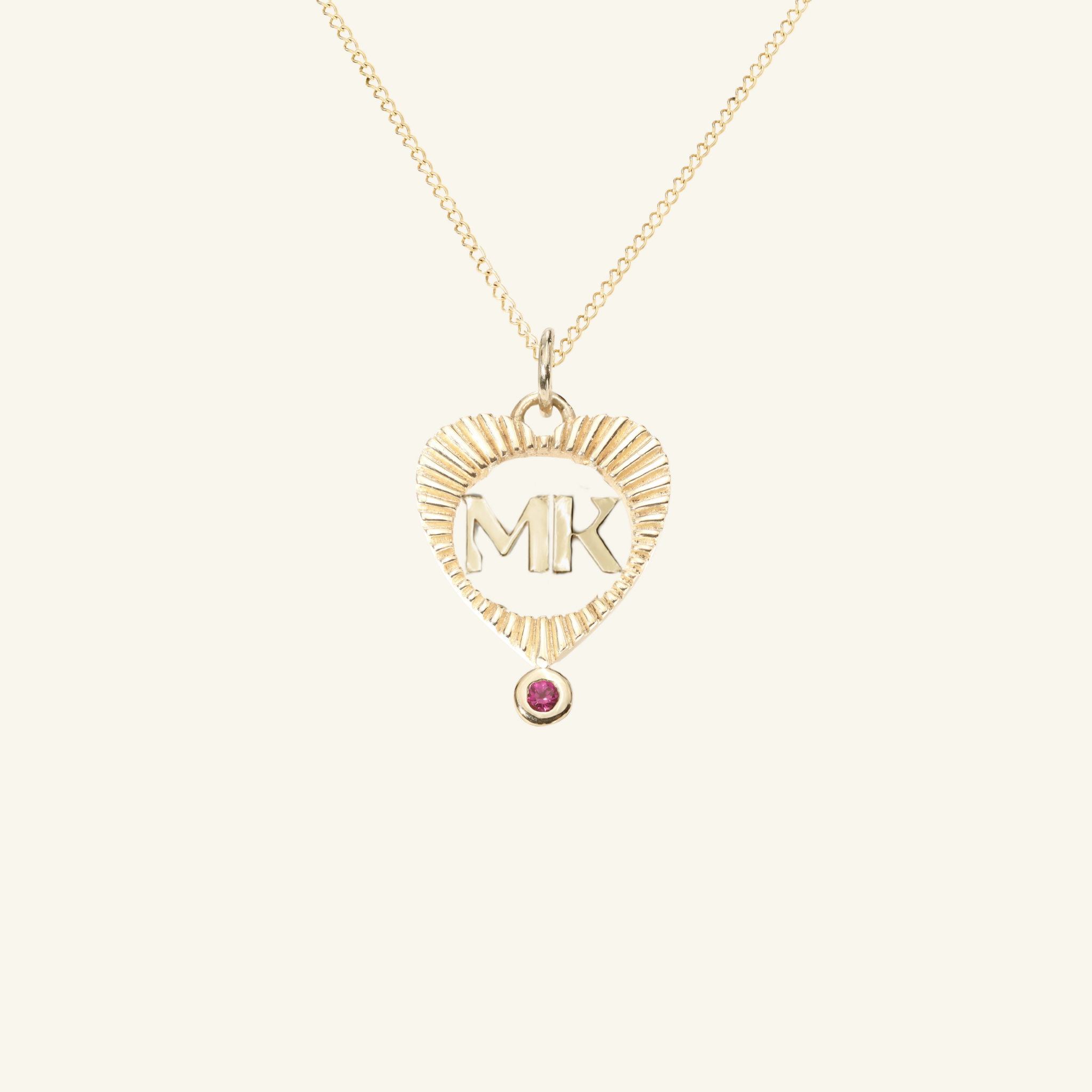 Large Sunbeam Letter Heart Charm