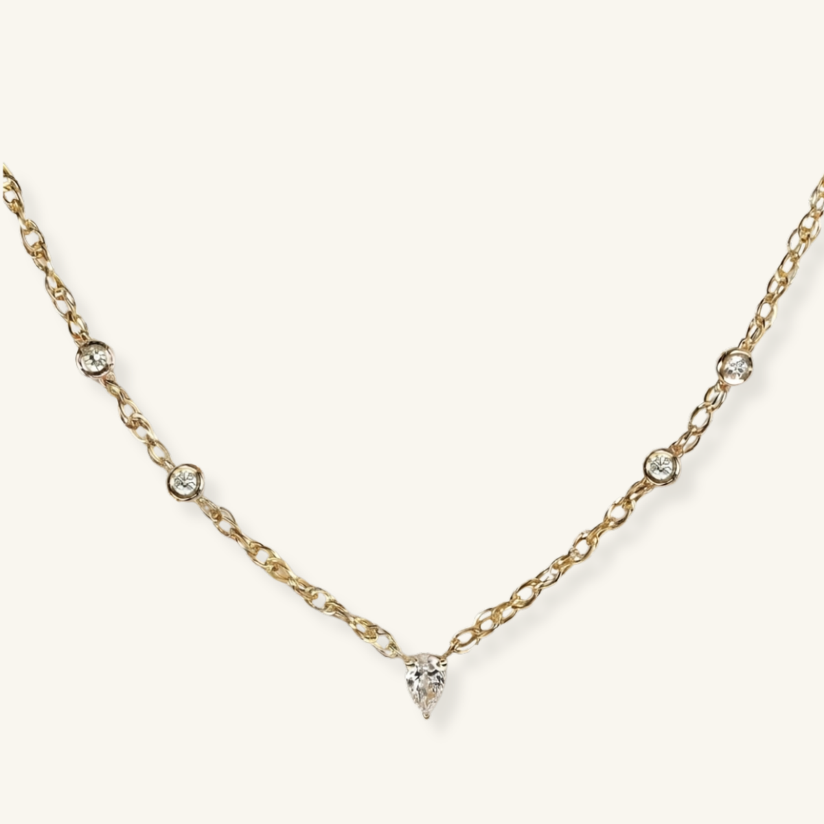 Pear Shaped Diamond Rope Chain Choker
