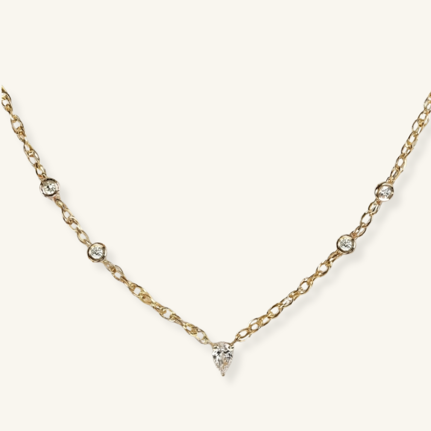 Pear Shaped Diamond Rope Chain Choker