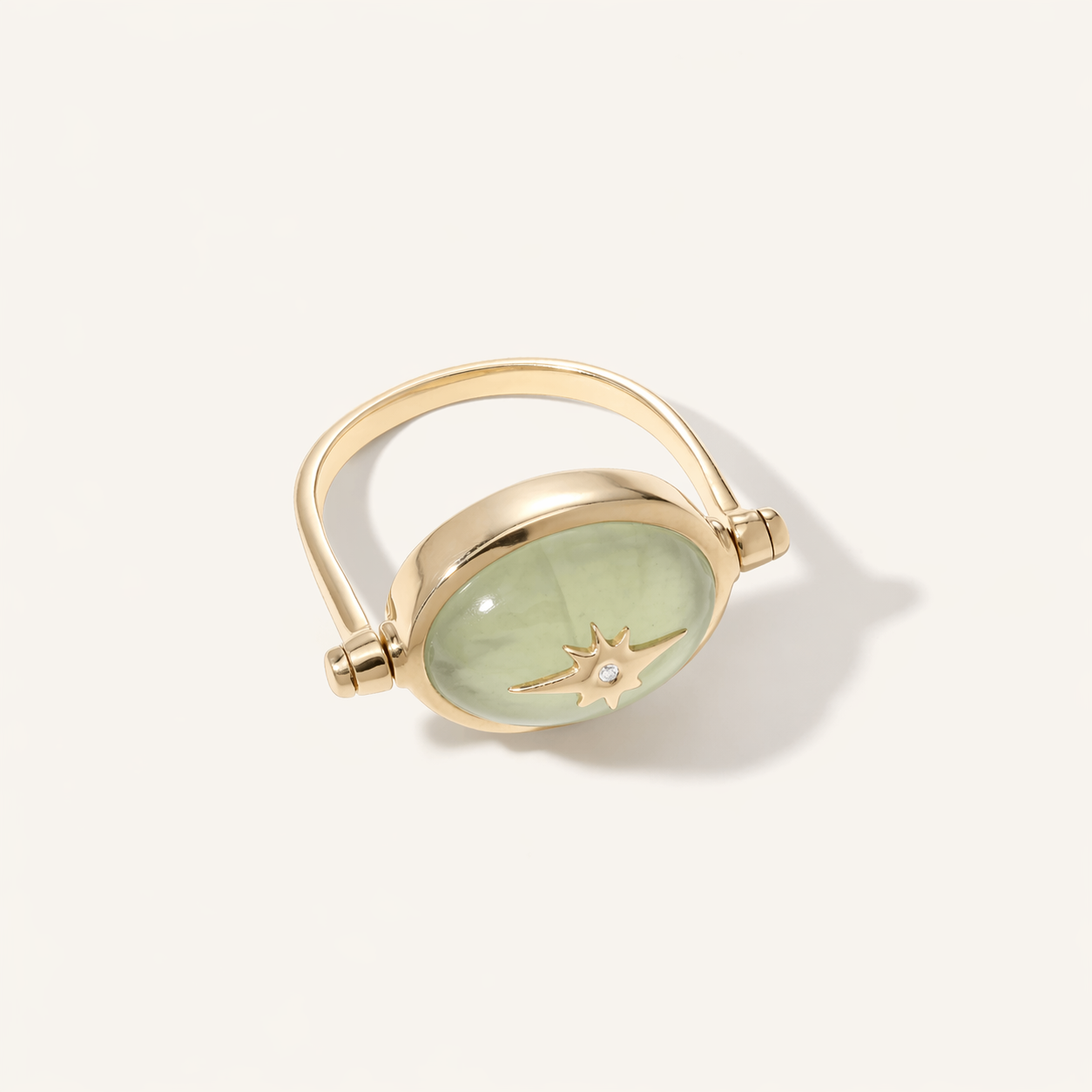 Prehnite Spinning Star Ring