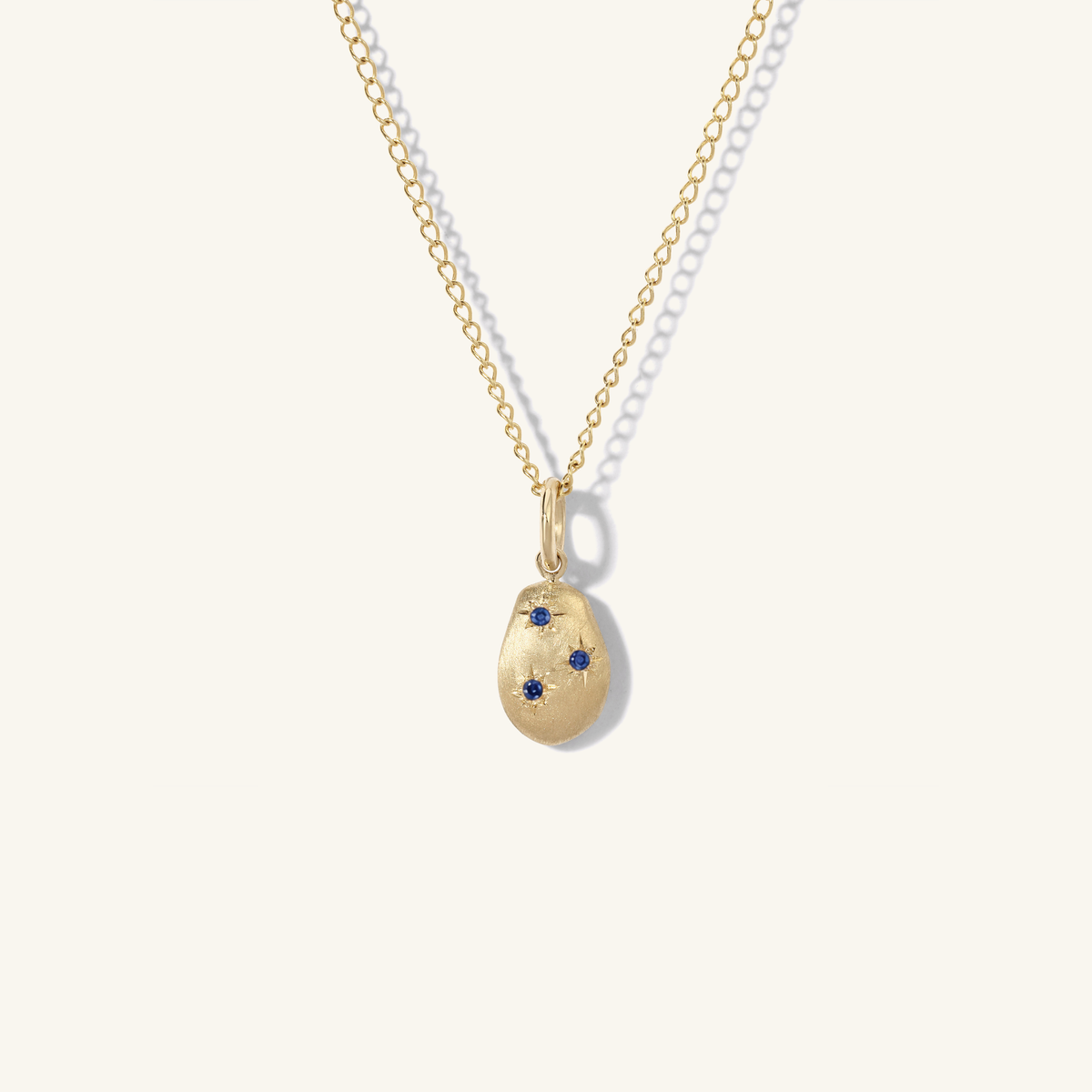 Mini Sapphire Carob Bean Satin Finish Pendant