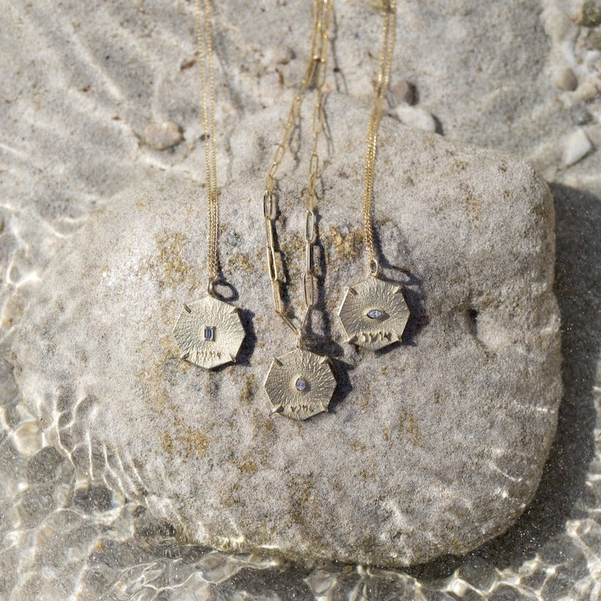 Pavé Diamond Art Octagon Charm Necklace - Zahava